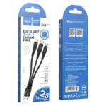 Hoco - Câble de charge X47 Harbor 3 en 1 - Lightning | Micro-USB | Type-C - 25 cm