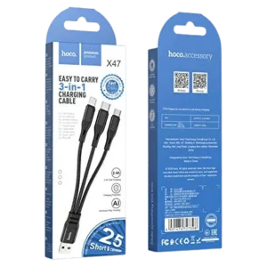 Hoco - Câble de charge X47 Harbor 3 en 1 - Lightning | Micro-USB | Type-C - 25 cm