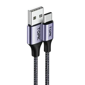 Topk - Câble USB à USB-C 3.0 - Nylon Tressé - Gris
