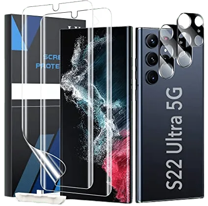 LϟK - Samsung Galaxy S22 Ultra - Lot de 2 Films en verre trempé + Caméra arrière protecteur en verre Anti-rayure - (HD et Sans Bulles)