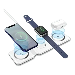Choetech - Station de recharge pliable - Induction 3-1 MagSafe - iPhone, Airpods, Watch - Blanc