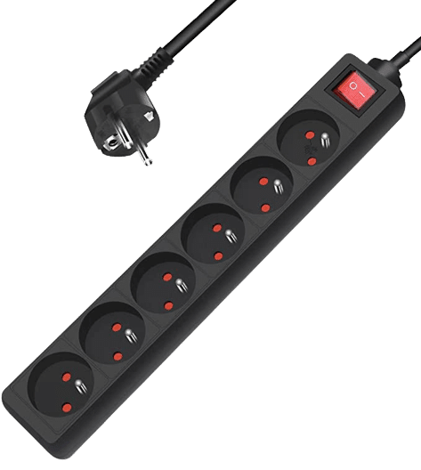 EXTRASTAR Multiprise prise prise avec 5 prises et 2 ports USB, rallonge  avec interrupteur 1,5 m, pour la maison, le bureau et les voyages, 3680 W
