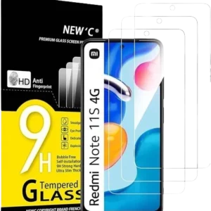 NEW’C – Lot de 3 verre trempé – Xiaomi Redmi Note 11 4G, 11S 4G – Anti Rayures – Ultra Résistant 9H