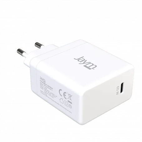 Jaym® - Chargeur secteur USB-C GAN - 65W - PD et PPS - Blanc