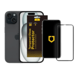 BUNDLE - Apple iPhone 15 - Black 128 GB + RhinoShield™ Tempered Glass Screen Protector