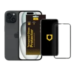 PAKET – Apple iPhone 15 – Schwarz, 128 GB + RhinoShield™-Displayschutz aus gehärtetem Glas