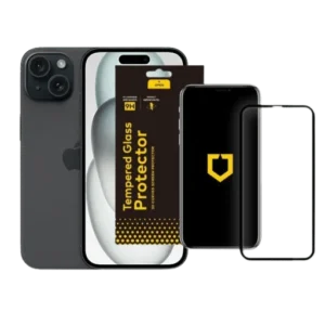 PACK - Apple iPhone 15 - Noir 128 Go + Protection écran verre trempé RhinoShield™