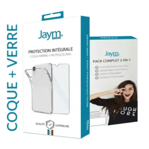 Jaym® - Apple iPhone 15 Pro MAX - Pack intégral coque souple + verre trempe 9H 2.5D