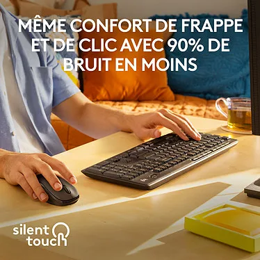 Logitech - Ensemble sans fil souris + clavier AZERTY - MK295 - Gris – Image 2