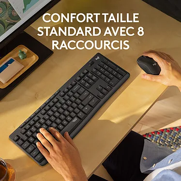 Logitech - Ensemble sans fil souris + clavier AZERTY - MK295 - Gris – Image 3