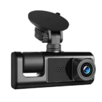 Cámara de salpicadero HD para coche - 3 cámaras: delantera, interior y trasera - Micrófono y altavoz integrados