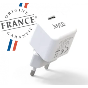 Jaym® - Chargeur secteur rapide USB-C 30W PD et PPS - Blanc - Origine France Garantie a vie