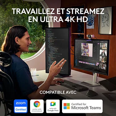 Logitech - MX Brio - Webcam de collaboration et de streaming 4K Ultra HD - Graphite – Image 2