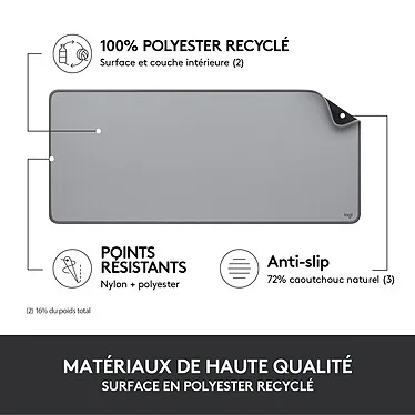 Logitech - DESK MAT - Studio Series - Tapis de Bureau - Gris – Image 4