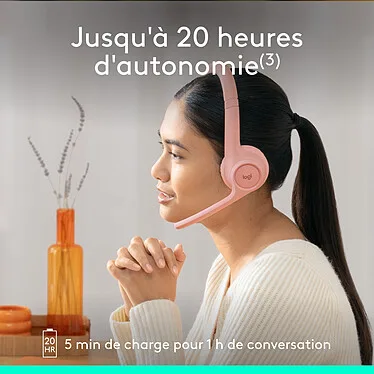 Logitech - Zone 300 - Rose - Casque Bluetooth sans fil + Microphone – Image 5