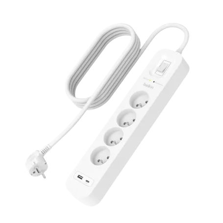 Prise parafoudre 4 prises + 1 USB-A + 1 USB-C PD - Belkin