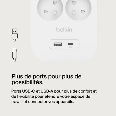 Prise parafoudre 4 prises + 1 USB-A + 1 USB-C PD - Belkin – Image 2