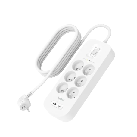 Prise parafoudre 6 prises + 1 USB-A + 1 USB-C PD - Belkin