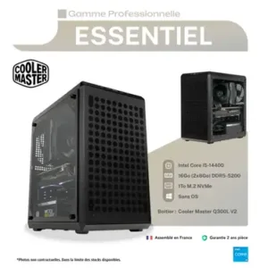PC de Bureau ESSENTIEL - Ordinateur professionnel compact - Processeur Intel Core i5-14400 - 16 Go RAM - 1 To SSD