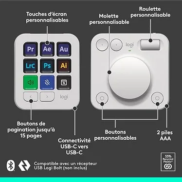 Logitech MX Creative Console - 9 touches LCD personnalisables - Pale Grey – Image 7