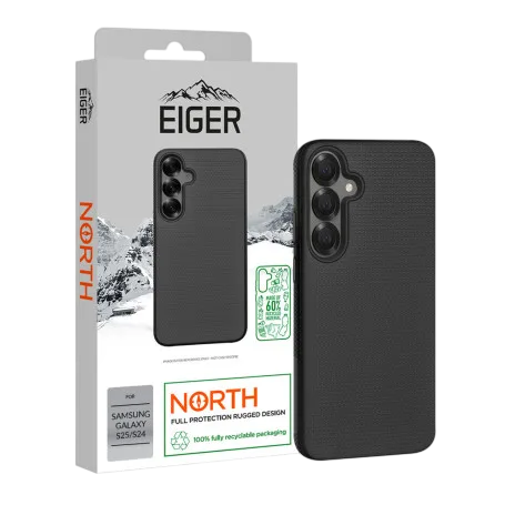 Eiger® - Samsung Galaxy S24 / S25 - Custodia rigida nera ultra-rinforzata in policarbonato