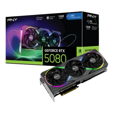 PNY GeForce RTX™ 5080 ARGB EPIC-X RGB™ Overclocked Triple Fan GPU