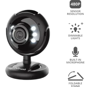 Trust Spotlight Pro – (BUR-16428) Webcam HD avec Micro + Éclairage LED Intégré