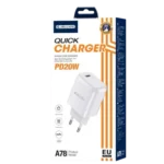 JELLICO A78 - Adaptateur secteur USB-C (20W) - Blanc