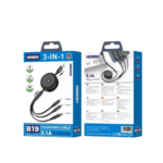 JELLICO B19 - Cable USB enrollable - 3 en 1 (USB-C, Lightning, Micro-USB)