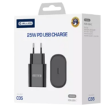JELLICO C35 - Adaptateur secteur USB-C (25W) - Noir