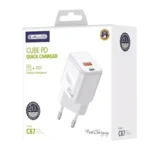 JELLICO C87 - Adaptateur secteur double ports USB / USB-C (20W) + Cable Type-C vers Lightning - Blanc