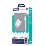 JELLICO EU02 - Adaptador de corriente USB (2,4 A) de dos puertos con cable de USB a USB-C - Blanco