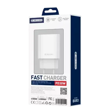 JELLICO EU53 - Adaptateur secteur USB-C (30W) - Blanc