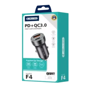 JELLICO F4 - Adaptateur allume cigare USB (18W) / USB-C (20W) – Noir