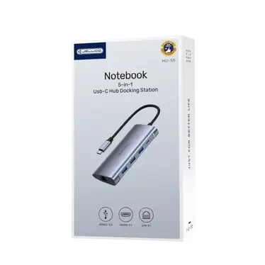 JELLICO HU-55 - Hub 5 en 1 USB-C vers USB X3, Micro-USB et RJ45