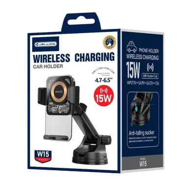 JELLICO W15 - Support voiture - Chargeur à induction magnétique (15W)