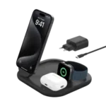 Belkin - Station de recharge rétractable 3-en-1 - MagSafe Qi2 15W pour iPhone, AirPods et Apple Watch - Noir