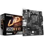 GIGABYTE A520M K V2 - Carte mère Micro ATX pour Ryzen série 5000, DDR4 jusqu’à 5100 MHz (OC), PCIe Gen3