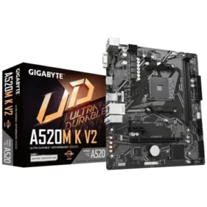 GIGABYTE A520M K V2 - Carte mère Micro ATX pour Ryzen série 5000, DDR4 jusqu’à 5100 MHz (OC), PCIe Gen3