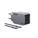 Ugreen - Chargeur Rapide 65W PD 3 Ports - Câble USB-C vers USB-C - Gris