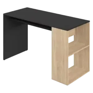 Bureau YALE 114 x 50 cm - Étagère et niche - Noir - Tema Home