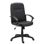 Harry Office Chair - Faux leather, high back, fixed armrests - Black