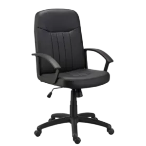 Fauteuil de bureau Harry - Simili cuir, dossier haut, accoudoirs fixes - Noir