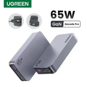 Ugreen Nexode Pro 65W Ultra‑Fin Chargeur GaN - Chargeur Secteur Voyage 3 Ports (USB-C ×2 + USB-A)