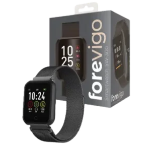 FOREVIGO® SW-300 - Montre connectée intelligente avec suivi de fréquence cardiaque - Noir