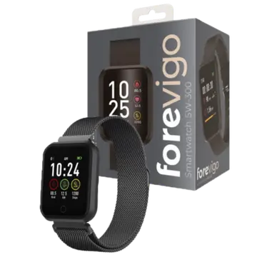 FOREVIGO® SW-300 - Montre connectée intelligente avec suivi de fréquence cardiaque - Noir