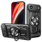 Coque ARMOR RING 360 MAG pour iPhone Air - Antichoc MagSafe avec anneau rotatif - Noir