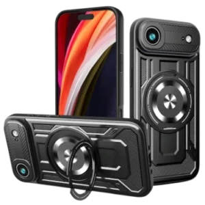 Coque ARMOR RING 360 MAG pour iPhone Air - Antichoc MagSafe avec anneau rotatif - Noir