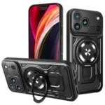 Coque ARMOR RING 360 MAG pour iPhone 17 Pro Max - Antichoc MagSafe avec anneau rotatif - Noir
