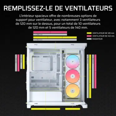 Corsair FRAME 4500X RS-R ARGB Blanc - Verre panoramique / USB-C / Mid-Tower – Image 7